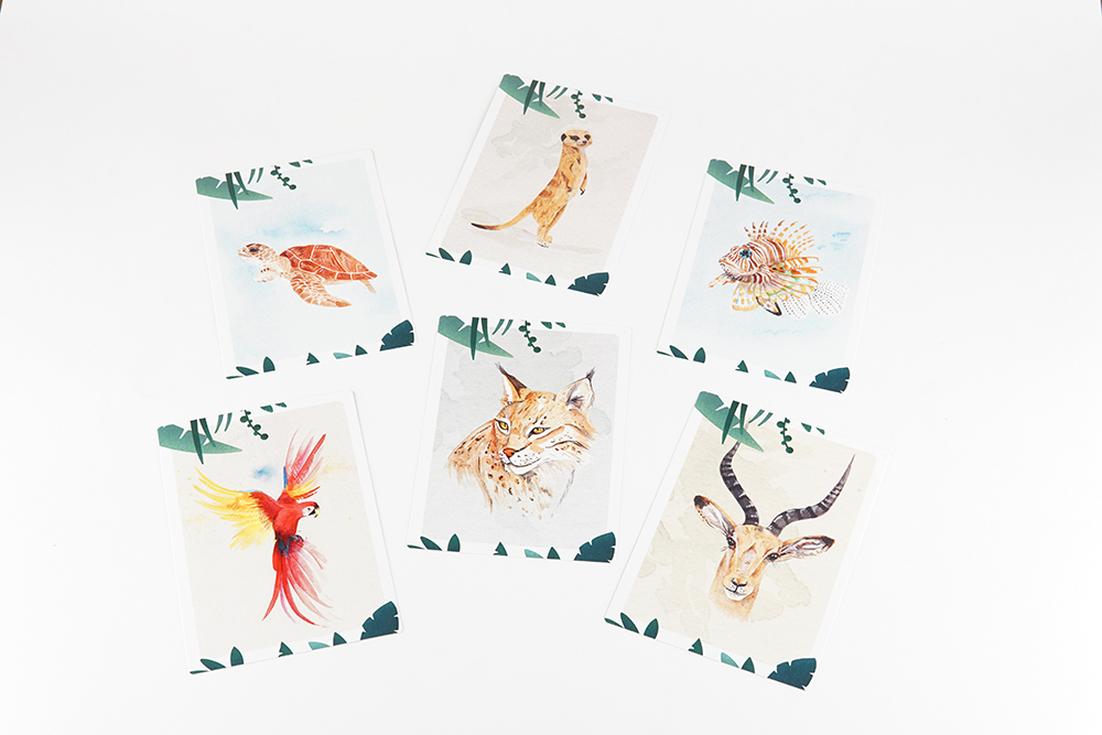 Postkartenkalender 2023 Wildtiere | mit Holzaufsteller