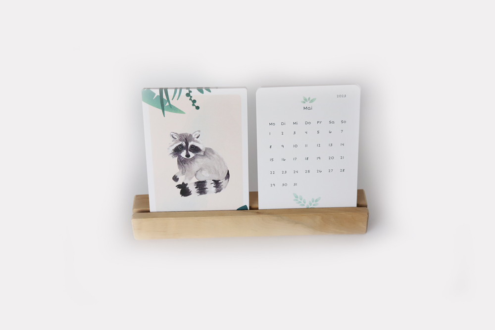 Postkartenkalender 2023 Wildtiere | mit Holzaufsteller