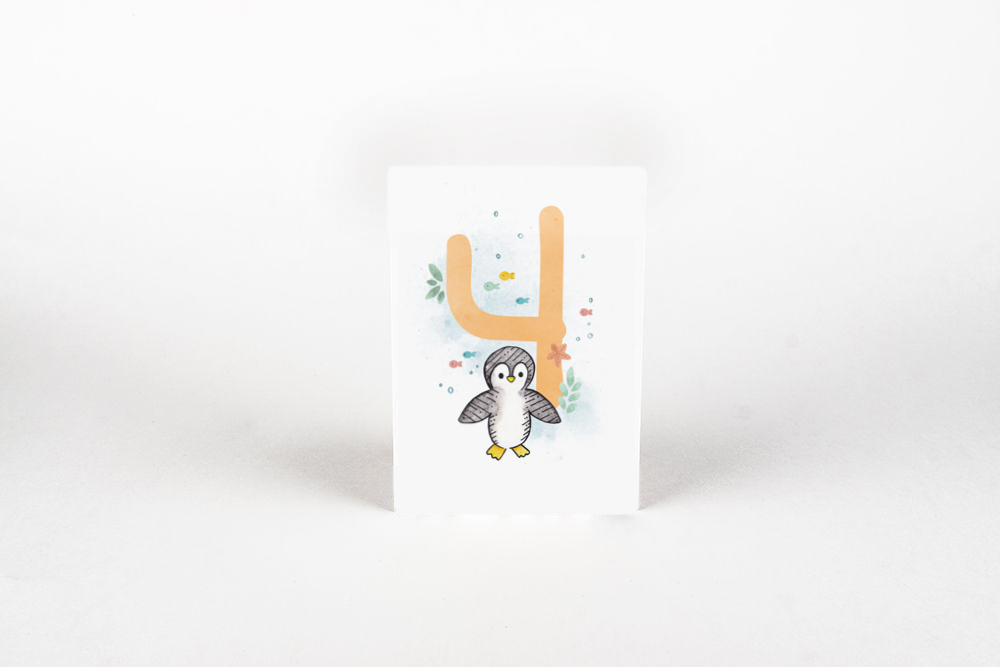 Postkarte Zahl | Pinguin